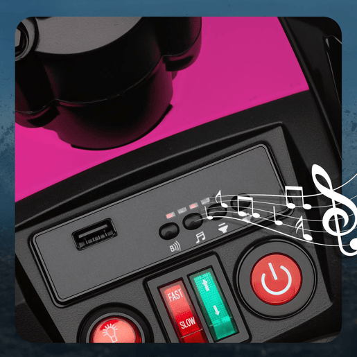 AIYAPLAY Quadricilo Elétrico para Crianças 24V para 3-8 Anos com 2 Lugares 2 Motores Velocidade até 6,5 kmh Rodas com Suspensão Faróis Buzina Música e USB 109x68,5x76 cm Rosa