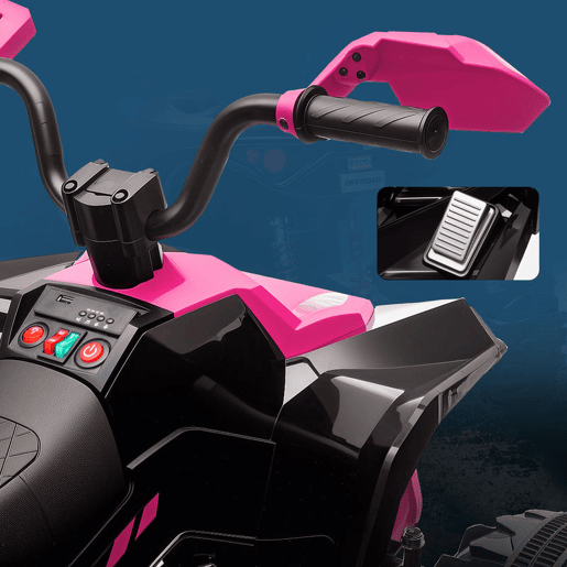 AIYAPLAY Quadricilo Elétrico para Crianças 24V para 3-8 Anos com 2 Lugares 2 Motores Velocidade até 6,5 kmh Rodas com Suspensão Faróis Buzina Música e USB 109x68,5x76 cm Rosa