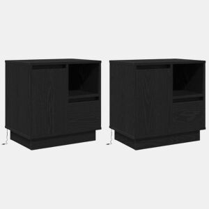 Lote de 2 Mesa De Cabeceira - Mesinha De Cabeceira com gaveta Preto 50 x 34.5 x 50 cm.