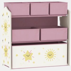 AIYAPLAY Estante Infantil para Brinquedos com 6 Caixas em Tecido Não Tecido Organizador de Brinquedos de 3 Níveis para Quarto Infantil Sala de Jogos Escola Infantil 63x30x66 cm Rosa