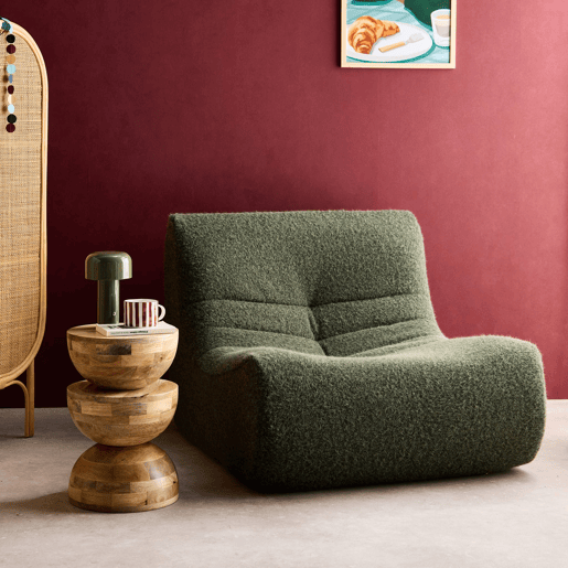 Módulo de sofá modular em tecido de efeito alpaca, 1 lugar, Sokol alpaca, Verde caqui, 105x91x72 cm