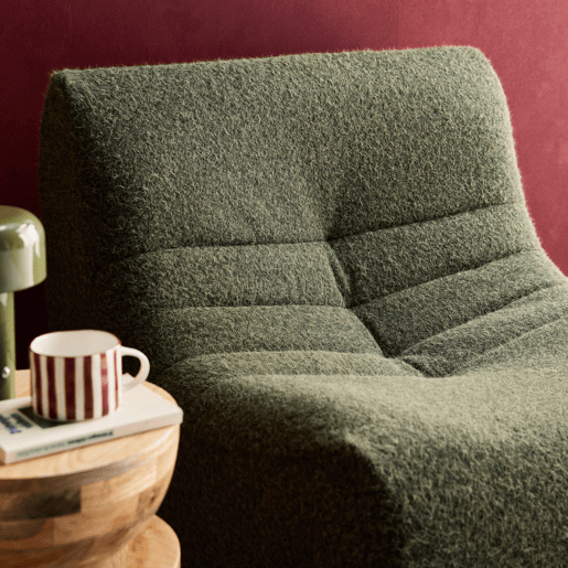 Módulo de sofá modular em tecido de efeito alpaca, 1 lugar, Sokol alpaca, Verde caqui, 105x91x72 cm
