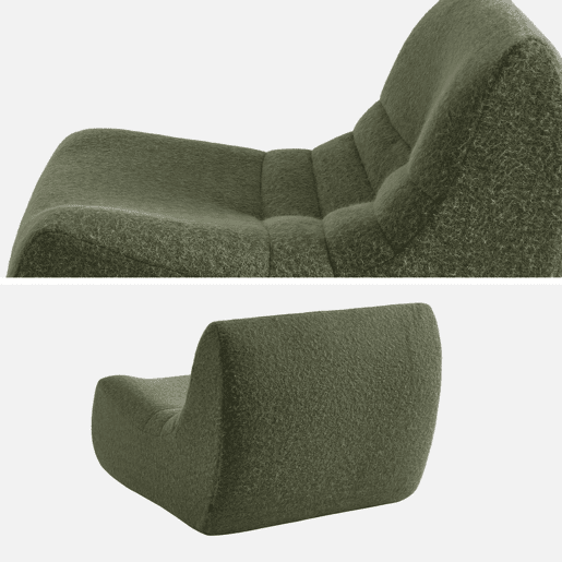 Módulo de sofá modular em tecido de efeito alpaca, 1 lugar, Sokol alpaca, Verde caqui, 105x91x72 cm