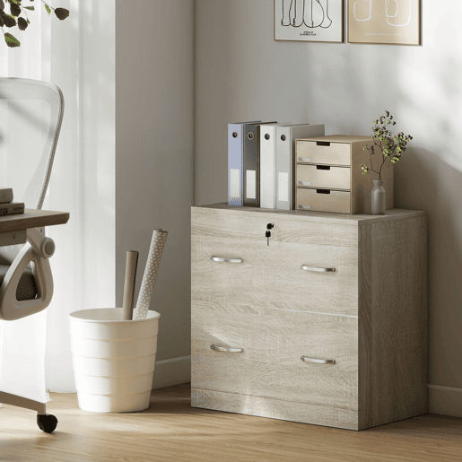 Vinsetto Armário para Arquivos com Gavetas para Escritório Armário de Arrumação de Escritório com Fechadura e 2 Chaves para Estúdio Dormitório 77x42x72 cm Madeira