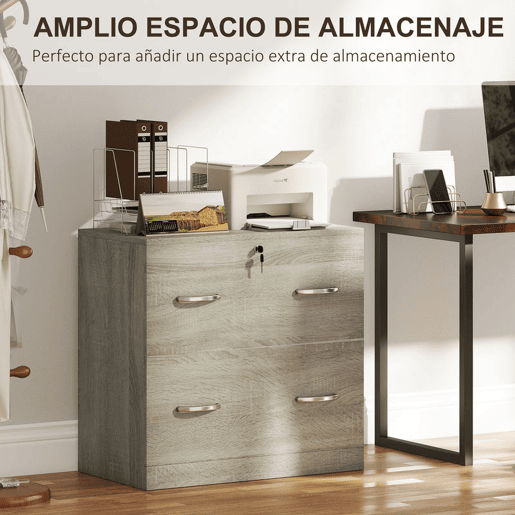 Vinsetto Armário para Arquivos com Gavetas para Escritório Armário de Arrumação de Escritório com Fechadura e 2 Chaves para Estúdio Dormitório 77x42x72 cm Madeira
