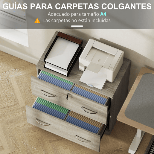 Vinsetto Armário para Arquivos com Gavetas para Escritório Armário de Arrumação de Escritório com Fechadura e 2 Chaves para Estúdio Dormitório 77x42x72 cm Madeira