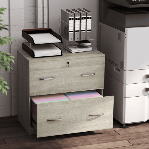 Vinsetto Armário para Arquivos com Gavetas para Escritório Armário de Arrumação de Escritório com Fechadura e 2 Chaves para Estúdio Dormitório 77x42x72 cm Madeira