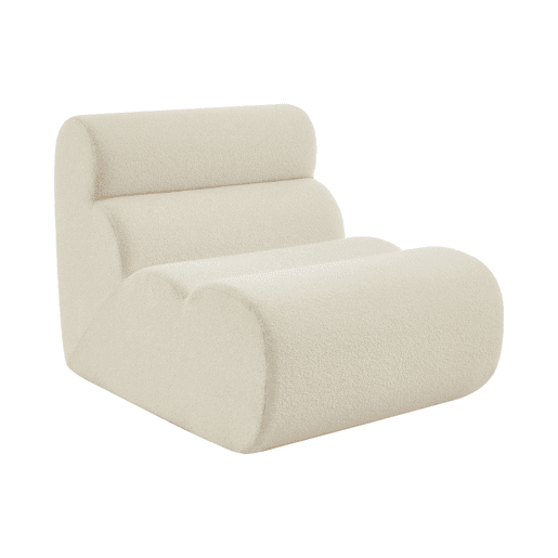 Poltrona de sofá modular em tecido boucle texturizada, Nova boucle, Branco, 81x99x75 cm
