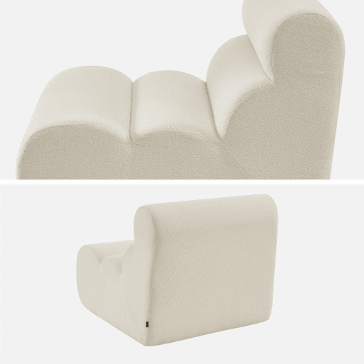 Poltrona de sofá modular em tecido boucle texturizada, Nova boucle, Branco, 81x99x75 cm