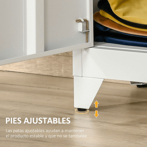 HOMCOM Armário de Metal de Armazenamento com Dupla Porta 2 Prateleiras com Altura Ajustável Armário Multiúso para Escritório Dormitório Garagem 75x33x110 cm Branco