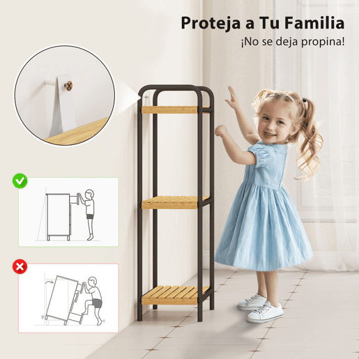 HOMCOM Estante de Casa de Banho de Bambu de 3 Níveis Estante de Armazenamento com 3 Prateleiras Abertas Desenho de Ripas e Estrutura de Aço para Cozinha Casa de Banho 41,5x21,5x77,5 cm Madeira e Preto