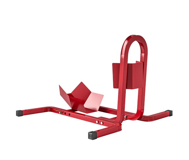Homcom caballete de moto delantera, soporte para rueda delantera de moto ajustable en 3 niveles de metal robusto, para ruedas ∅43, 48, 53 cm, rojo