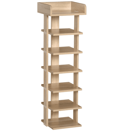 HOMCOM Sapateira Estreita de 7 Níveis Estante para Sapatos para 6 Pares de Sapatos para Espaço Pequeno Quarto e Corredor 32x30x104 cm Madeira