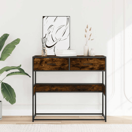Mesa Consola - Mesa De Entrada 90x35x80 cm derivados de madeira carvalho fumado