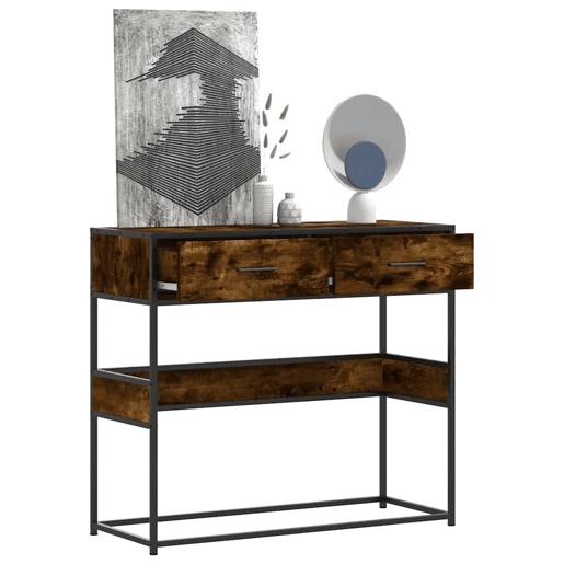 Mesa Consola - Mesa De Entrada 90x35x80 cm derivados de madeira carvalho fumado