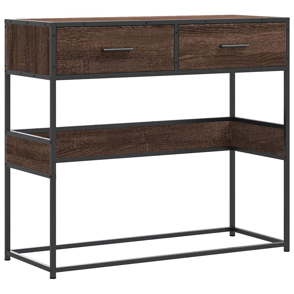 Mesa consola - mesa de entrada madera de ingeniería marrón roble 90x35x80 cm