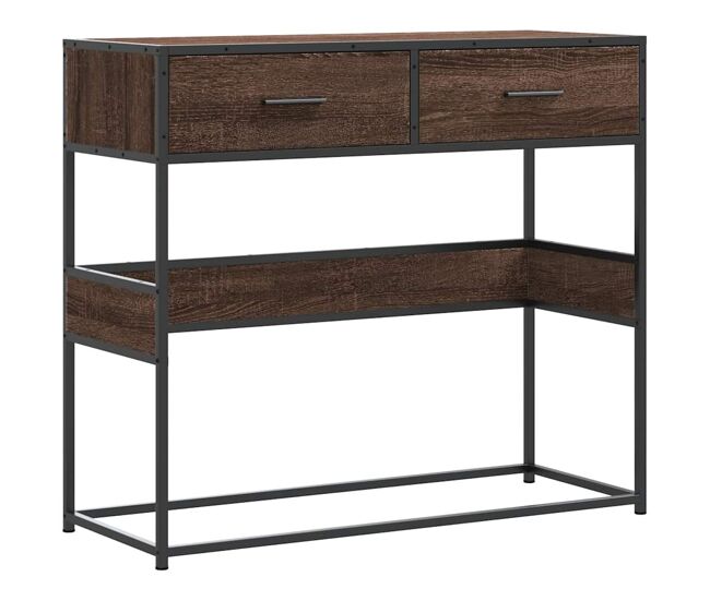 Mesa consola - mesa de entrada madera de ingeniería marrón roble 90x35x80 cm