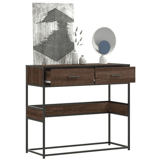 Mesa Consola - Mesa De Entrada 90x35x80 cm derivados madeira carvalho castanho