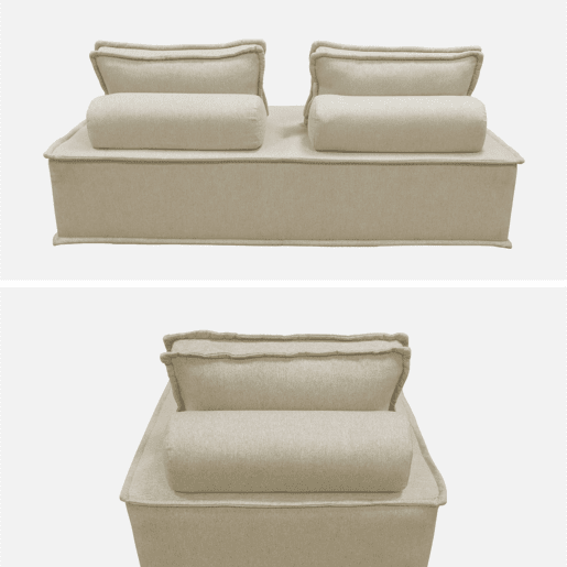 Sofá modular em tecido estofado de 3 lugares, Dao, Beige, 180x90x78 cm