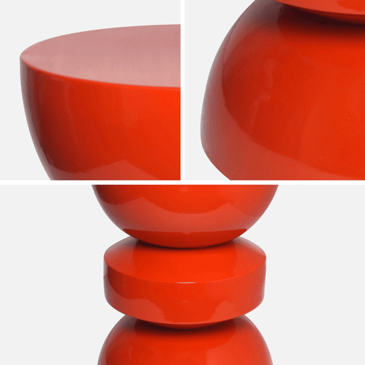 Mesa lateral de metal efeito brilhante, Assa, Laranja, 108x16.5x78.5 cm