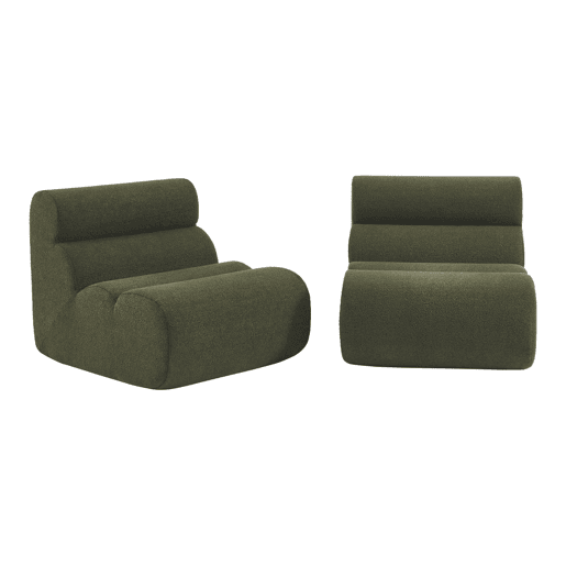 Sofá modular de boucle texturizada de 2 lugares, Nova boucle, Verde caqui, 81x99x75 cm