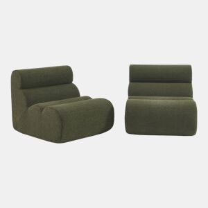 Sofá modular de boucle texturizada de 2 lugares, Nova boucle, Verde caqui, 81x99x75 cm