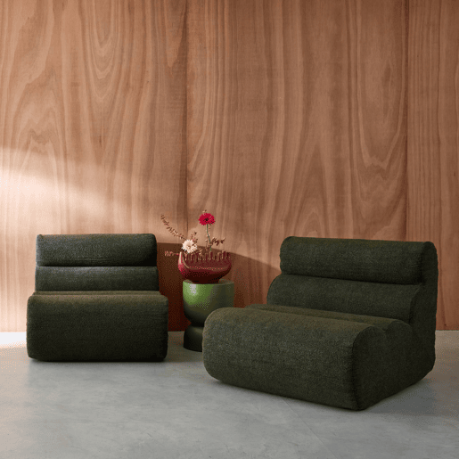 Sofá modular de boucle texturizada de 2 lugares, Nova boucle, Verde caqui, 81x99x75 cm