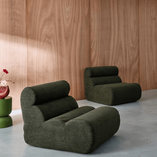 Sofá modular de boucle texturizada de 2 lugares, Nova boucle, Verde caqui, 81x99x75 cm