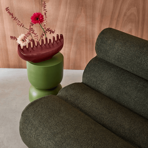 Sofá modular de boucle texturizada de 2 lugares, Nova boucle, Verde caqui, 81x99x75 cm