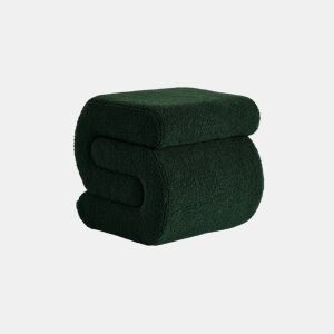 Banco revestido em tecido bouclé Verde - 43x47x45 cm