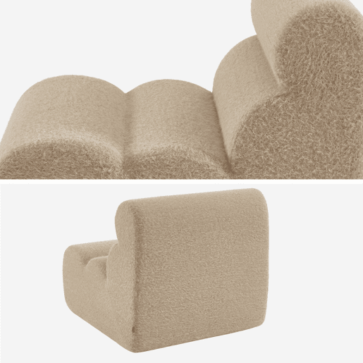 Módulo de sofá modular em tecido efeito alpaca, 1 lugar, Nova alpaca, Beige, 81x99x75 cm
