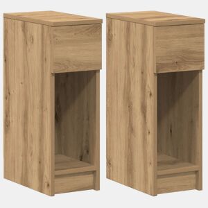 Lote de 2 Mesa De Cabeceira - Mesinha De Cabeceira c gaveta 20x36x60cm carvalho artisiano