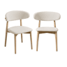 Cadeira em madeira de borracha e tecido boucle, set de 2, Paola, Natural, 57x50.5x79 cm