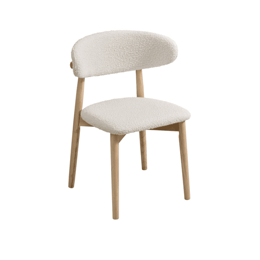 Cadeira em madeira de borracha e tecido boucle, set de 2, Paola, Natural, 57x50.5x79 cm Cadeira em madeira de borracha e tecido boucle, set de 2, Paola, Natural, 57x50.5x79 cm