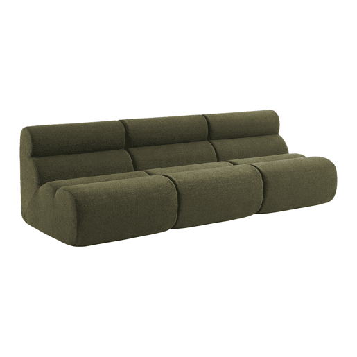 Sofá modular em tecido boucle texturizado de 3 lugares, Nova boucle, Verde caqui, 81x99x75 cm Sofá modular em tecido boucle texturizado de 3 lugares, Nova boucle, Verde caqui, 81x99x75 cm