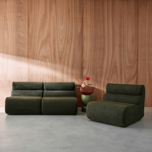 Sofá modular em tecido boucle texturizado de 3 lugares, Nova boucle, Verde caqui, 81x99x75 cm Sofá modular em tecido boucle texturizado de 3 lugares, Nova boucle, Verde caqui, 81x99x75 cm