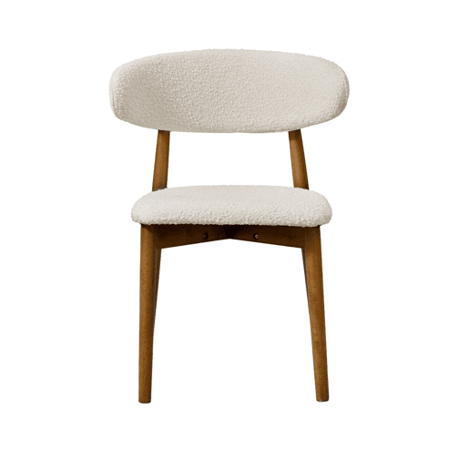 Cadeira em madeira de borracha e tecido boucle, set de 2, Paola, Madeira de nogueira, 57x50.5x79 cm