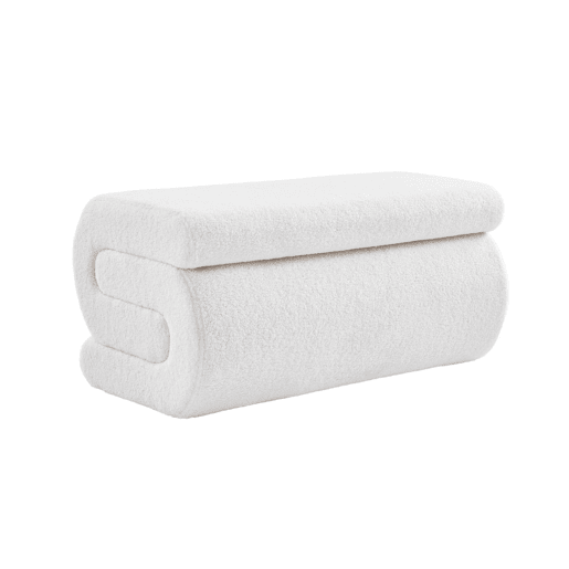 Banco design revestimento bouclé 1-2 lugares Creme - 92x50x45 cm