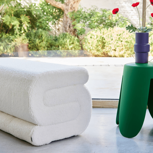 Banco design revestimento bouclé 1-2 lugares Creme - 92x50x45 cm