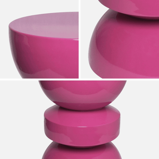 Mesa lateral de metal efeito brilhante, Assa, Rosa, 32x32x44.5 cm