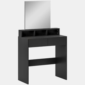 HOMCOM Toucador de Maquilhagem com Espelho Toucador com 2 Gavetas 3 Compartimentos Toucador para Dormitório 75x38x135 cm Preto