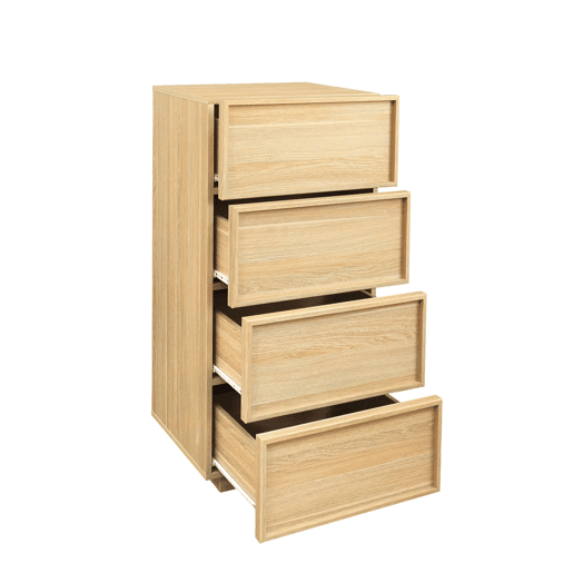 Cômoda gaveteiro em efeito madeira, 4 gavetas, Kuba, Natural, 48x43x98.5 cm
