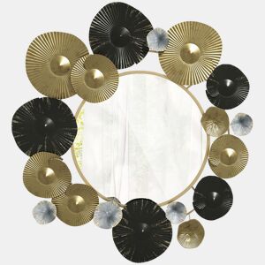 HOMCOM Espelho Decorativo de Parede Decoração de Parede Metálica com Espelho para Sala, Quarto Corredor 84x84 cm Dourado e Preto