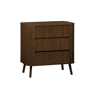 Cómoda, decoração estriada natural de 3 gavetas, Legacy, Madeira de nogueira, 80x45x80 cm