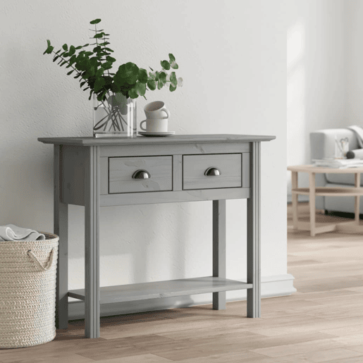 Mesa Consola - Mesa De Entrada 91x35x74 cm madeira de pinho maciça cinzento