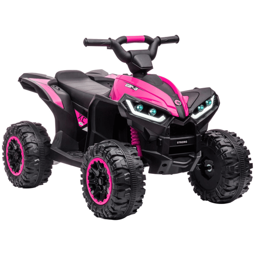HOMCOM Quadriciclo Elétrico para Crianças de 3-5 Anos Veículo Eléctrico a Bateria 12V com 2 Motores Farol Música Velocidade Ajustável Avançar e Retroceder 83x53x55,5 cm Rosa