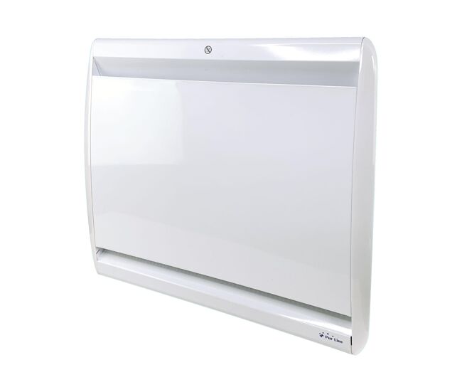 Radiadores con placa interna de hierro fundido de gran potencia. con control por wifi. display lcd. termostato. 4 modos de funcionamiento y 9 programas preinstalados. diseño rectangular en blanco para instalación mural.