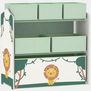 AIYAPLAY Estante Infantil para Brinquedos com 6 Caixas em Tecido Não Tecido Organizador de Brinquedos de 3 Níveis para Quarto Infantil Sala de Jogos Escola Infantil 63x30x66 cm Verde