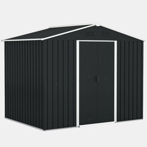 Outsunny Abrigo de Jardim de 3,6 m² 236x174x190 cm Abrigo de Exterior para Armazenamento de Ferramentas com Portas de Correr e 4 Janelas de Ventilação para Pátio Cinza