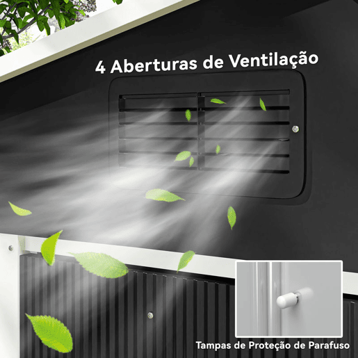 Outsunny Abrigo de Jardim de 3,6 m² 236x174x190 cm Abrigo de Exterior para Armazenamento de Ferramentas com Portas de Correr e 4 Janelas de Ventilação para Pátio Cinza